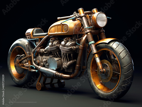 Steampunk custom cafe racer motorcycle built from the original Honda CB750 motorcycle. Designed creatively according to the owner s creativity. Maintains the use of large horsepower engines. 