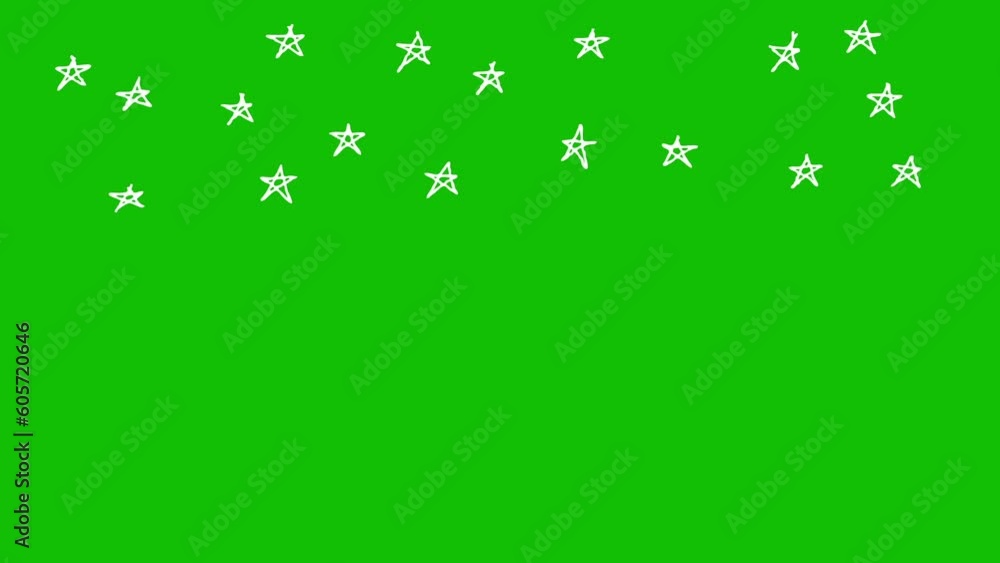 White stars over a green screen shining. Hand-drawn animation that can be looped. Stock ビデオ ...