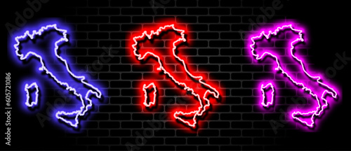 glowing Italy map