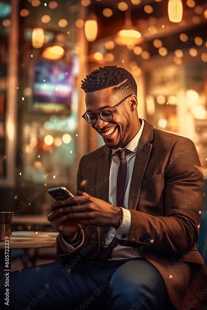 Young Black Businessman. Generative AI.
A digital portrait of a happy, successful young black businessman.