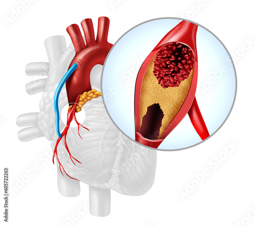 Fotografie Heart Artery Bypass Grafting or CABG as an obstruction of plaque in the coronary