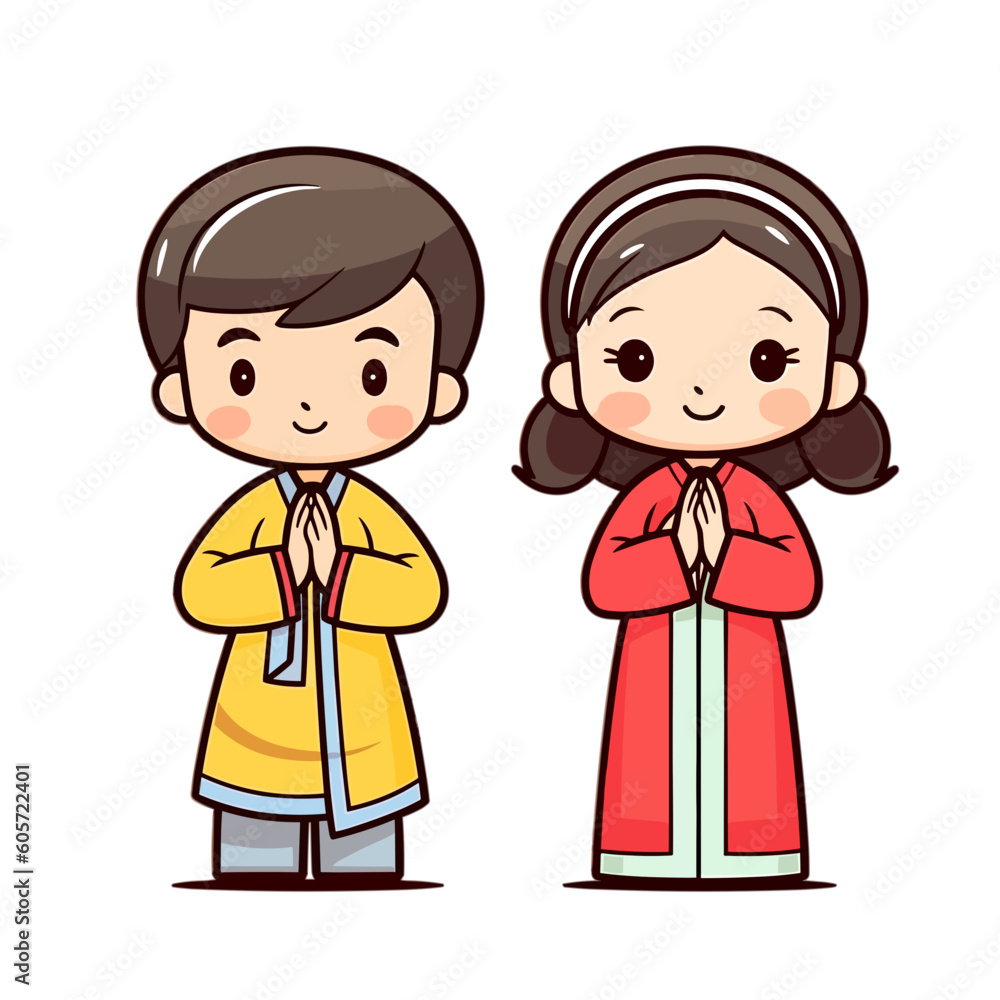 a couple of cute kids with Chinese traditional suit praying respect style 4 a couple of cute kids with Chinese traditional suit praying respect style 4