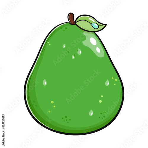 Cute funny avocado. Vector hand drawn cartoon kawaii character illustration icon. Isolated on white background. Avocado character concept