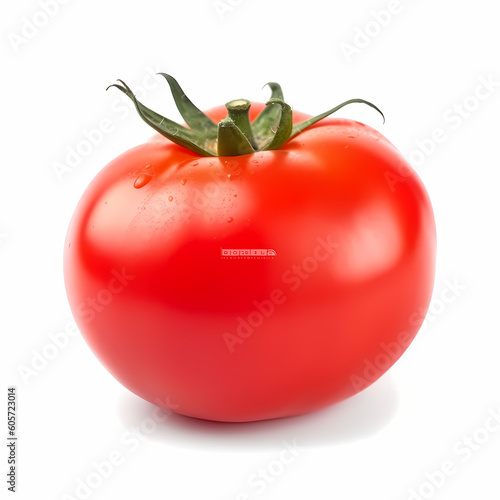 Single Red Tomato On White Background Illustration