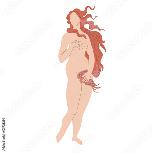 Venus of Botticelli isolated on white background.