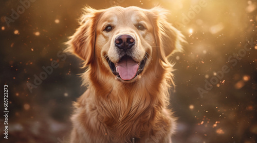 A painting of a golden retriever dog 