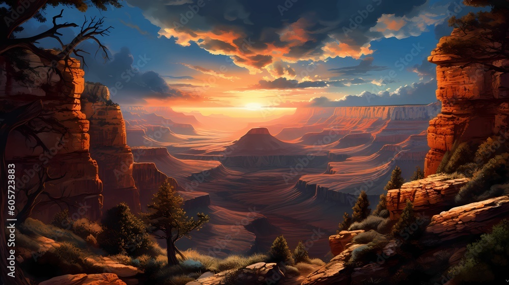 grand canyon sunset - obrazy, fototapety, plakaty 
