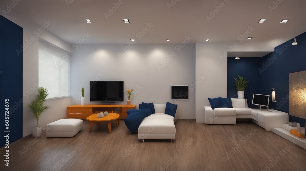 Fototapeta premium Modern living room with sofa. Generative AI