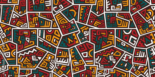 Hand drawn abstract seamless pattern, ethnic background, african style - great for textiles, banners, wallpapers, wrapping - vector design