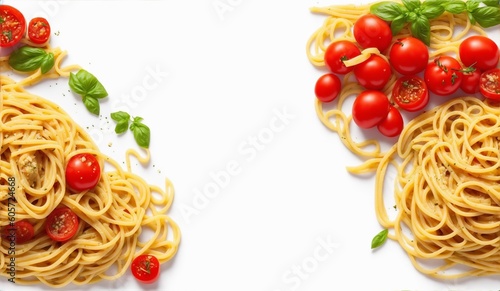 Spaghetti and tomato. Generative AI