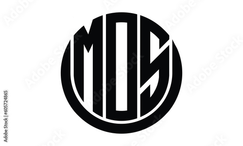 MOS shield with round shape logo design vector template | monogram logo | abstract logo | wordmark logo | lettermark logo | business logo | brand logo | flat logo.	