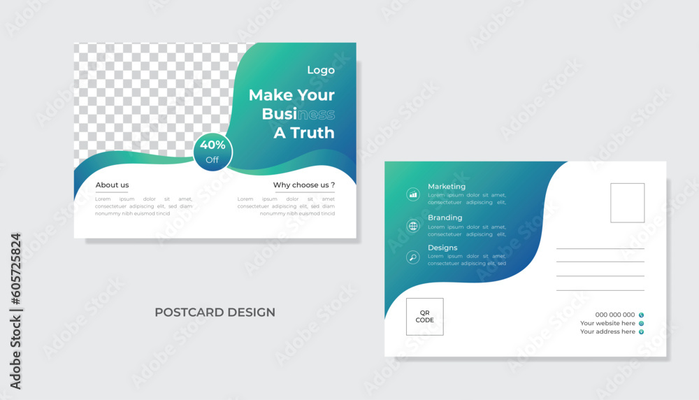 Modern and corporate  business postcard design template .