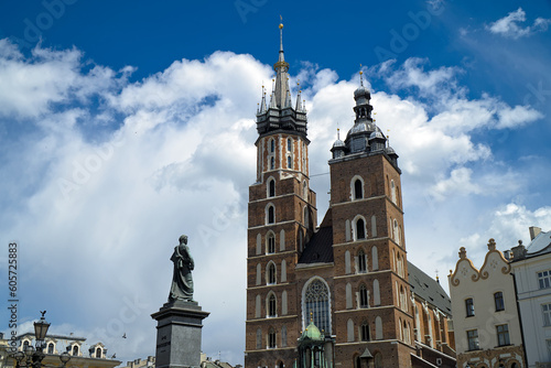 St. Mary's Basilica in Kraków, Poland on a partly cloudy day © Bartosz Szałaj