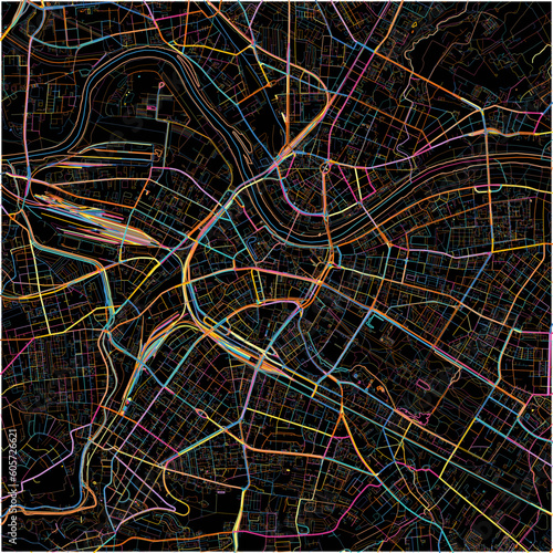 Colorful Map of Dresden, Saxony with all major and minor roads.