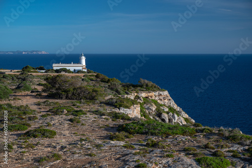 View of Cap Blanc lighthouse, south of Majorca Island.