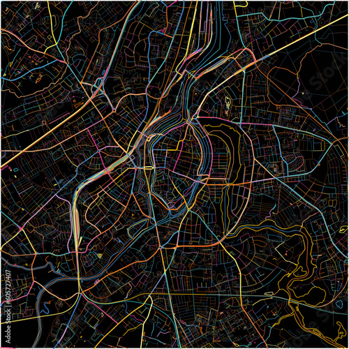 Colorful Map of Lubeck, Schleswig-Holstein with all major and minor roads.