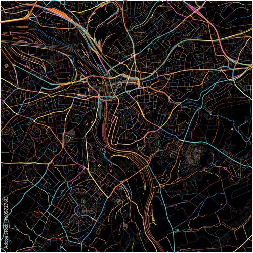 Colorful Map of MulheimanderRuhr, North Rhine-Westphalia with all major and minor roads.