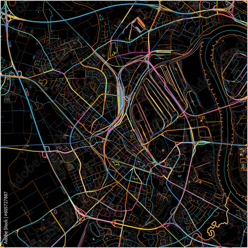 Colorful Map of Neuss, North Rhine-Westphalia with all major and minor roads.