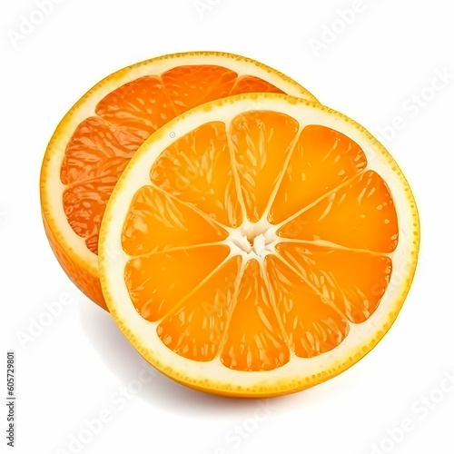 Half Cut Orange Isolated White Illustration