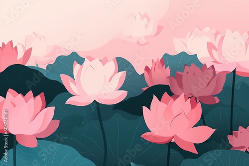 The illustration of lotus, AI contents by Midjourney