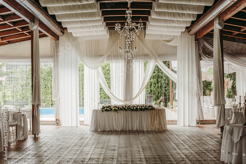 interior of a wedding venue white decoration © Haris