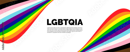 LGBTQIA Happy Pride Month Banner. Pride Banner with LGBTQ+ Flag Background