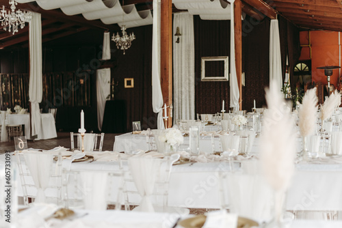 Beautiful wedding venue white decoration details