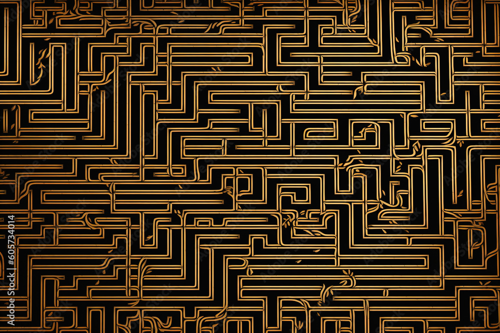 golden abstract maze background. Generative Ai golden abstract maze background. Generative Ai