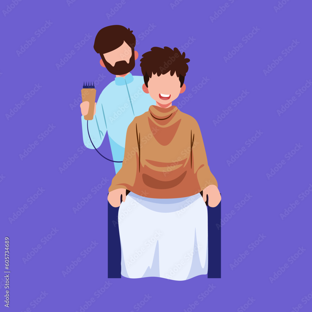illustration of muslim people shaving their hair illustration of muslim people shaving their hair