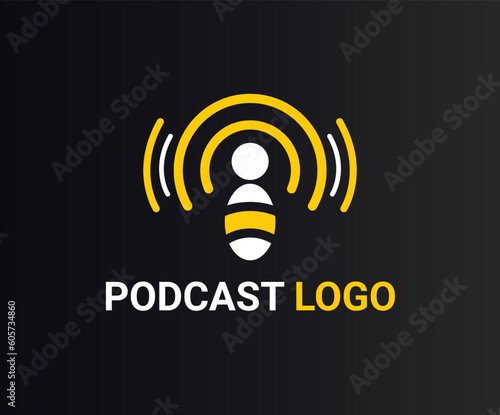 podcast logo design,  icons with studio microphone, logo for shows