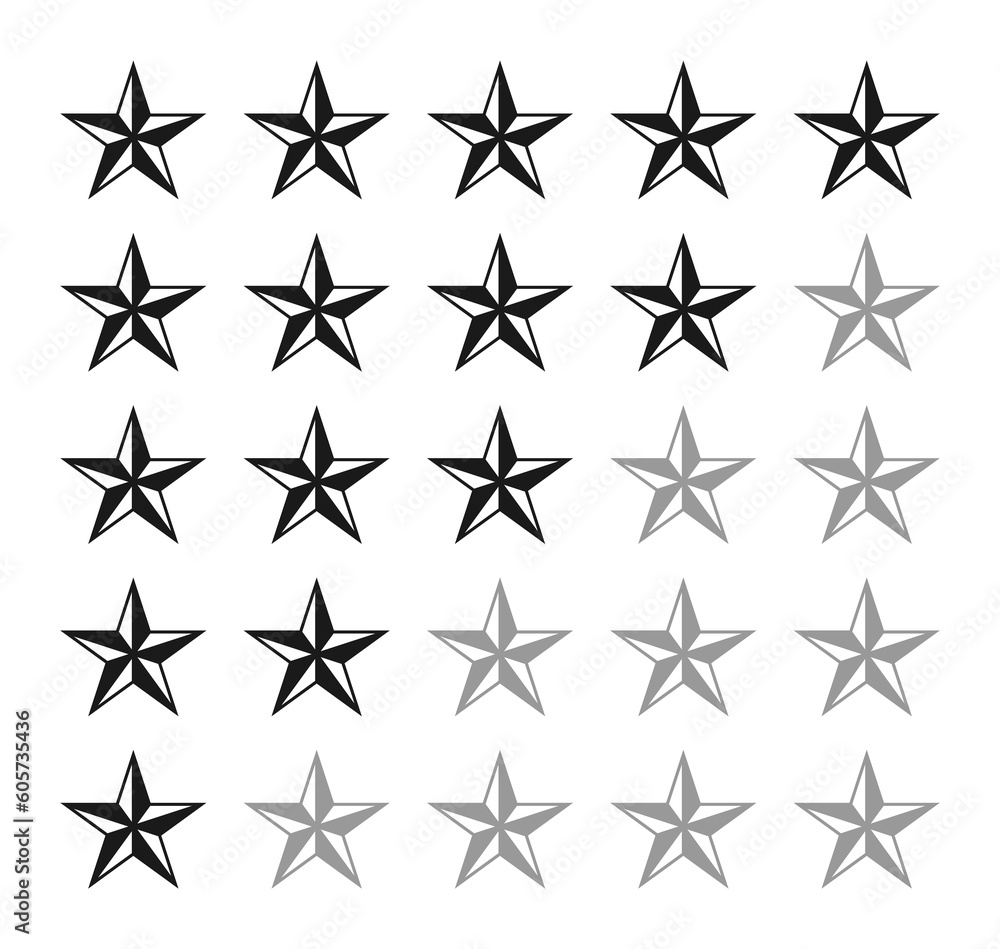 Star shape. Rank and rate icon sign set. Vector illustration image. Star shape. Rank and rate icon sign set. Vector illustration image.