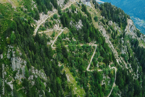 Planpraz ski slopes during the summer above Chamonix on the Tour du Mont Blanc hiking trail  of le Brevent in Chamonix, French Alps, Haute-Savoie, France photo