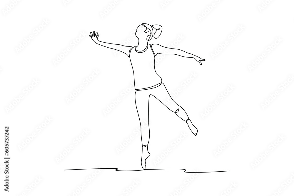 Continuous one-line drawing girl practicing yoga. Class it up concept. Single line drawing design graphic vector illustration Continuous one-line drawing girl practicing yoga. Class it up concept. Single line drawing design graphic vector illustration