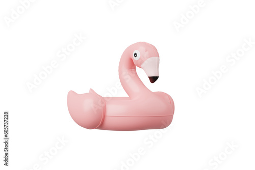 3d render Pink Flamingo inflatable ring pool isolated on clear png background. Summer pink vacation with elements minimal cute Design, Summer theme.