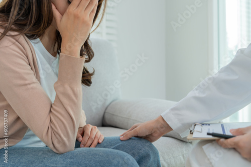 Fotobehang woman with mental health problems is consulting