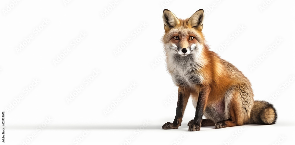 Fototapeta premium Fox isolated on white background, Generative AI