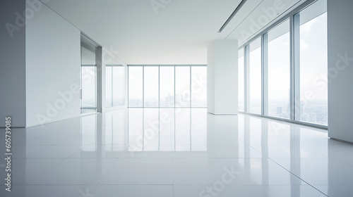 Huge home space totally empty and vibrant white.