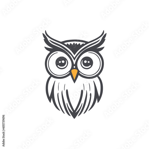 Cute geeky owl stroke minimalist logo © otwdesign