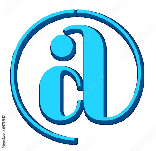 At - @ - font symbol -light blue color - for website, email, presentation, advertisement, image, poster, placard, banner, postcard, ticket, logo, engraving, slide, tag - t-short, printable