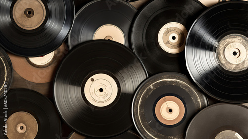 Pattern of beautifully manicured vinyl records.