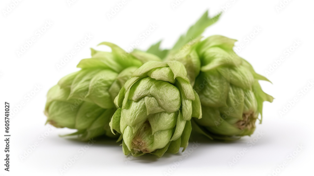 Close shot of hops on white background Close shot of hops on white background