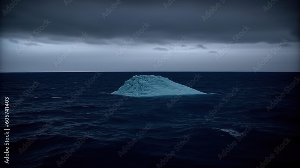 Incredible isolated glacier iceberg floating on the ocean. Incredible isolated glacier iceberg floating on the ocean.