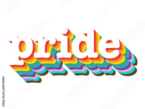 Gestapelter Pride-Schriftzug in Regenbogenfarben