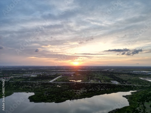 Sunset over Lake Walter E. Long in east Austin. 