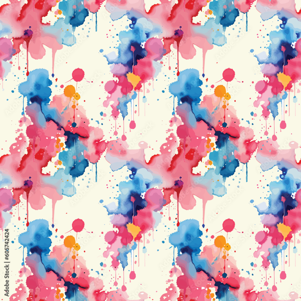 Abstract splash water color seamless pattern.