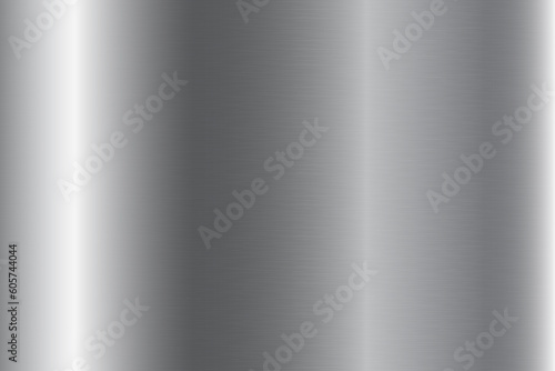 Silver foil background. Metal gradient vector shiny pattern. Chrome stainless gradation surface with reflection. Glossy grey brushed material.