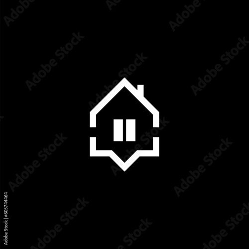 Home address logo isolated on black background