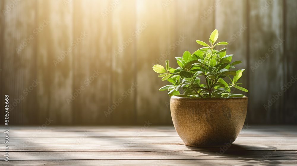 Elegant flower pot with green plant. space for text. minimalist scene. Elegant flower pot with green plant. space for text. minimalist scene.