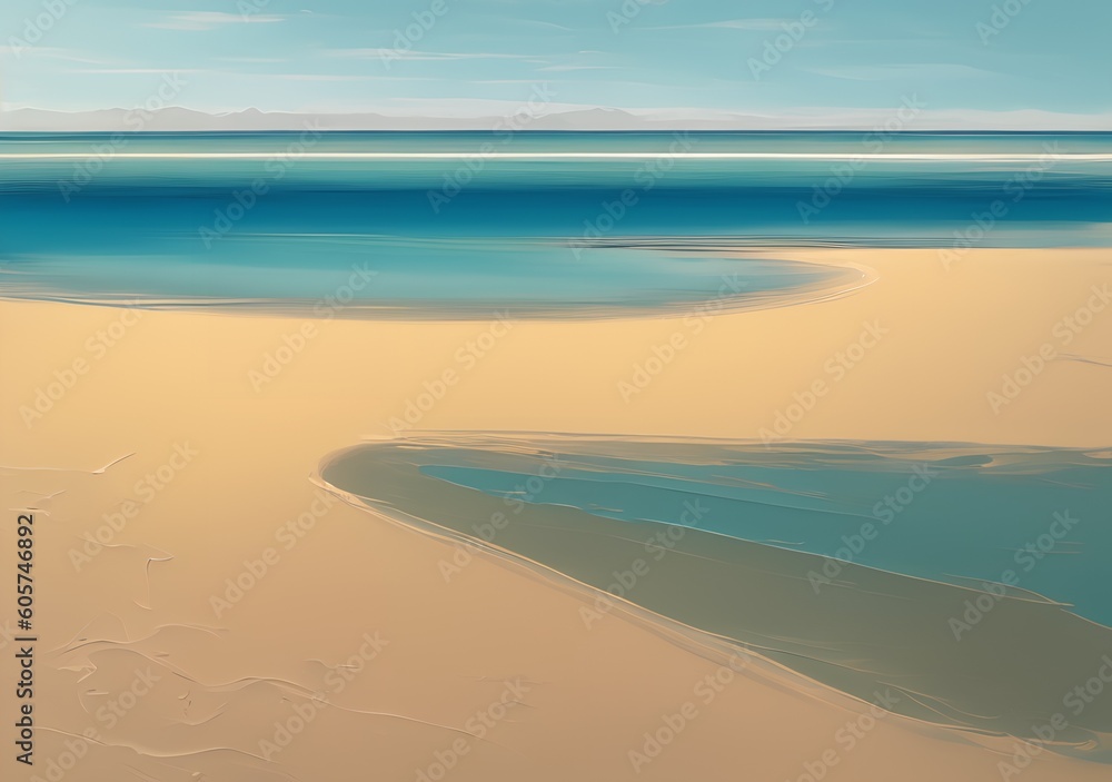 Fototapeta premium Sandbar, Generative AI Illustration