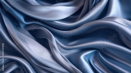 Luxurious Abstract Cloth, Light Blue Silk Waves as a Stylish Background, Generative AI